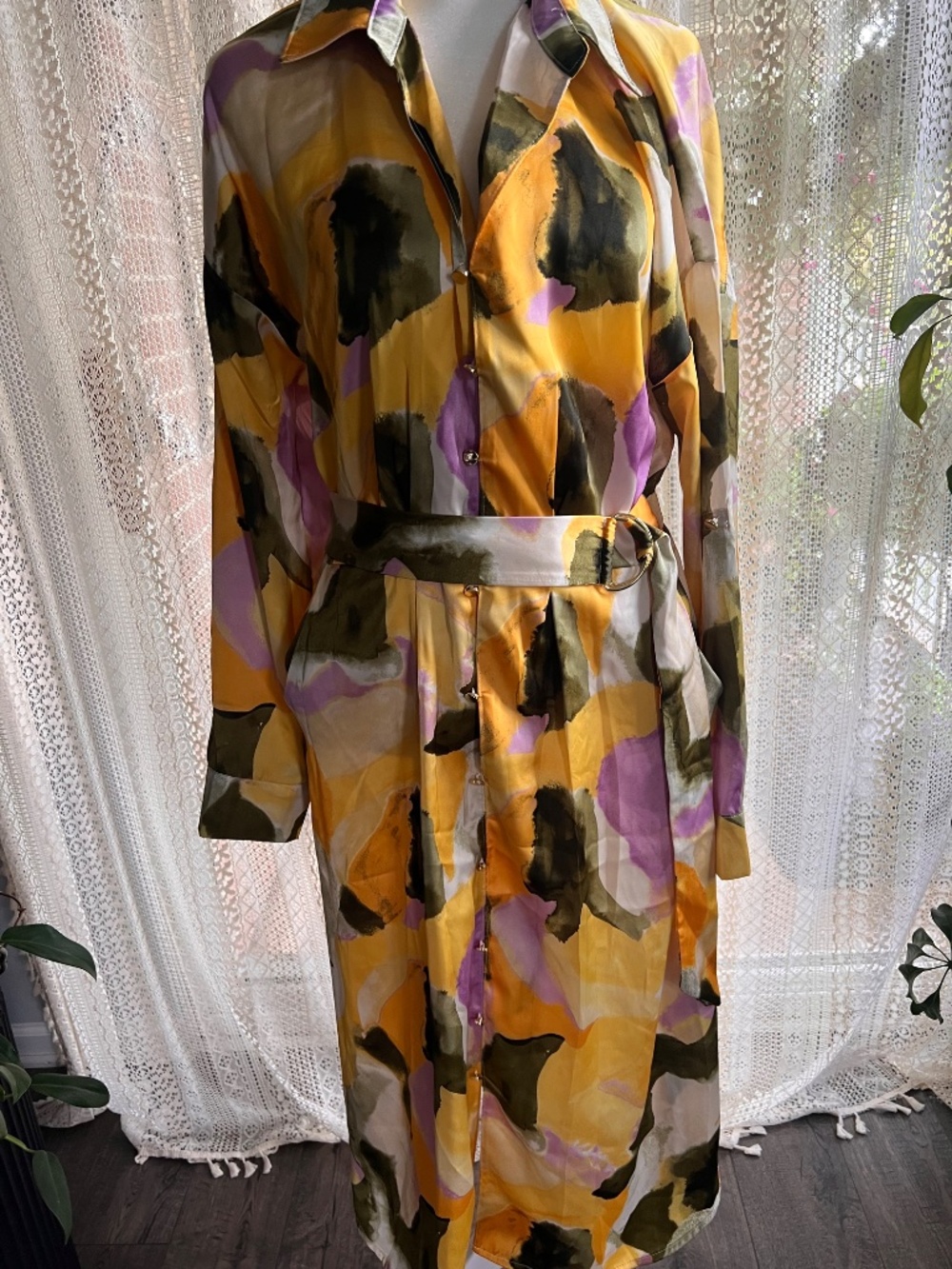NWT French Connection abstract colorful shirt dress - Picture 3 of 13